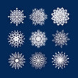 Set of 3d snowflake isolated icon, papercut
