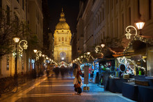 Holiday Decorations Of  Zrinyi Street In Budapest. Hungary