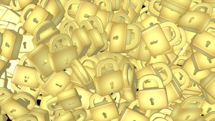 Wall Mural - a bunch of locks on a dark isolated screen. digital security and protection system. the fight agains