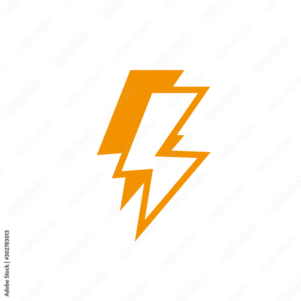 thunderbolt power energy light yellow line style - obrazy, fototapety, plakaty 
