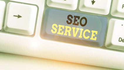 Handwriting text writing Seo Service. Conceptual photo suite of techniques and procedures to surge website visibility