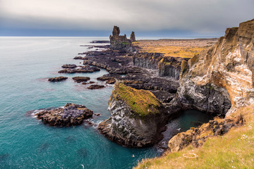 Canvas Print - Látrabjarg bird-watching sea cliffs in the remote Westfjords of Iceland