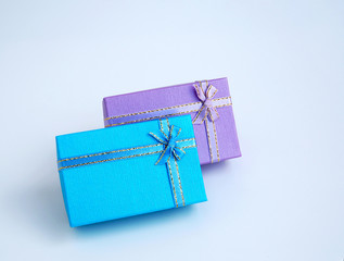  Blue and  Purple gift box isolated on white background.