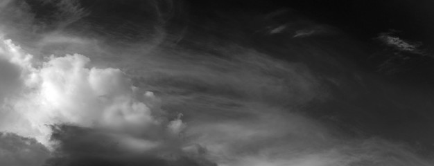 Wall Mural - Panorama white cloud and black sky textured background