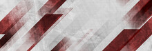 Dark Red And Grey Grunge Stripes Abstract Banner Design. Geometric Tech Vector Background