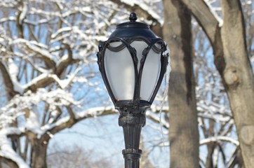 street lamp on blue sky background