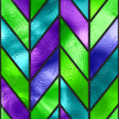 Naklejka na szybę Colored glass seamless texture with geometric pattern for window, stained glass, 3d illustration