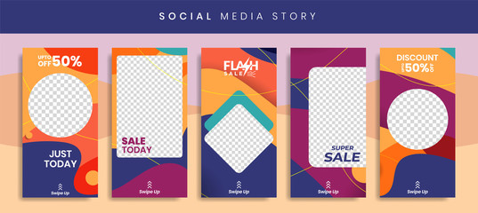 Banners Bundle Kit Set of Social Media Instagram Story. Geometric Stories Sale Banner Background ,Poster, Flyer, Coupon, Layout Composision Gift Card, Smartphone Templates Story editable eps 10 vector