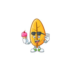 Poster - Cartoon yellow autumn leaves with ice cream character