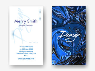 Wall Mural - front and back view of business card or template design with fluid art abstract background.