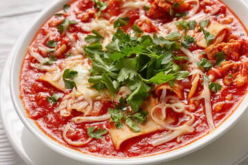 Wall Mural - hearty lasagna in a comforting soup form