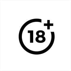 Wall Mural - 18 plus icon in trendy flat style isolated on background.18 plus icon page symbol for your web site 