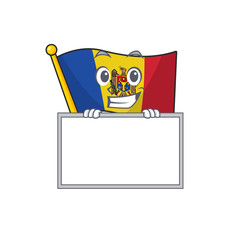 Wall Mural - Flag moldova cartoon with in grinning with board character