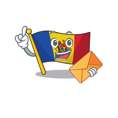 Sticker - Cartoon flag madelova isolated in character bring envelope