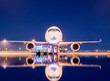 aircraft ready to departure with reflection