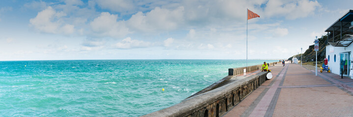 Poster - lifeguard on duty on the Atlantic coast during stormy water conditions