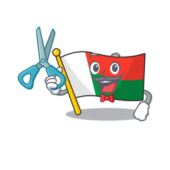 Canvas Print - Mascot flag madagascar with in barber character