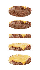 Hamburger patty with melting cheese slice