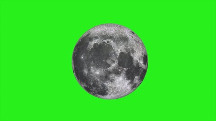 Wall Mural - moon on green screen. moon rotates around its axis. texture of the moon on a green background. chrom