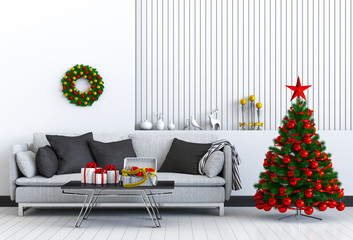 Christmas interior living room. 3d render