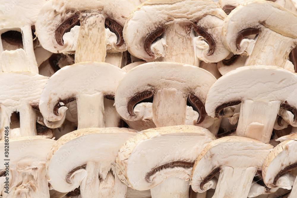 Pieces of fresh mushrooms, closeup