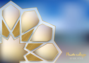 Wall Mural - Template for photo collage in arabic style. Frames for clipping masks are in the vector file. Template for a photo album