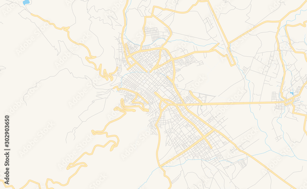 Printable street map of Cajamarca, Peru Stock Vector | Adobe Stock