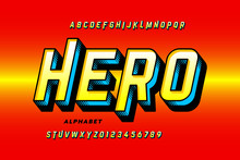Comics Style Super Hero Font, Alphabet Letters And Numbers
