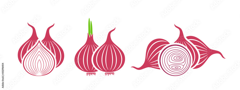 Onion logo. Isolated onion on white background - obrazy, fototapety, plakaty 