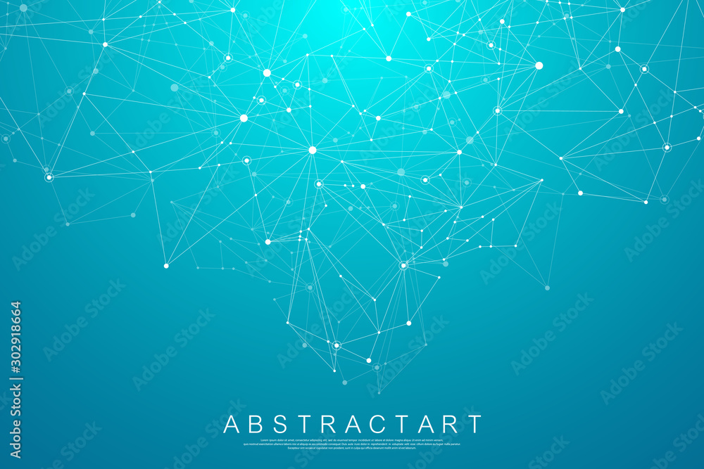 Abstract digital network connection structure on blue background ...
