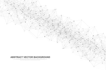 Abstract Big Data visualization digital network connection concept background. Artificial intelligence and engineering technology. Global network, Lines plexus, minimal array. Vector illustration.