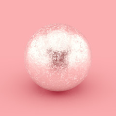 Sticker - hammered silver sphere with scratches and imperfections. realistic 3d rendering.