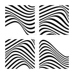 Wall Mural - set of 4 abstract backgrounds with wavy lines. minimalist black and white abstract design. vector il