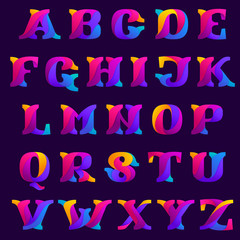 Overlapping gradients alphabet design idea.
