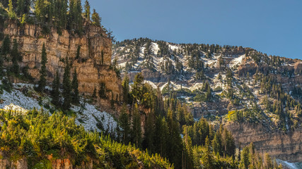 Wall Mural - Panorama frame Hiking trail on Mount Timpanogos, Utah, USA