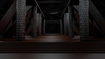 Wall Mural - Space environment, ready for comp of your characters.3D rendering