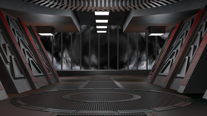 Wall Mural - Space environment, ready for comp of your characters.3D rendering