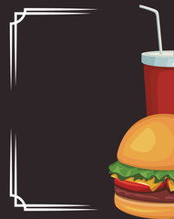 Sticker - hamburger and soft drink cup, colorful design