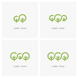 Green family logo set. Big tree and small plant or sapling symbol - ecology and environment, nature reserve, national park and forest conservation icons.