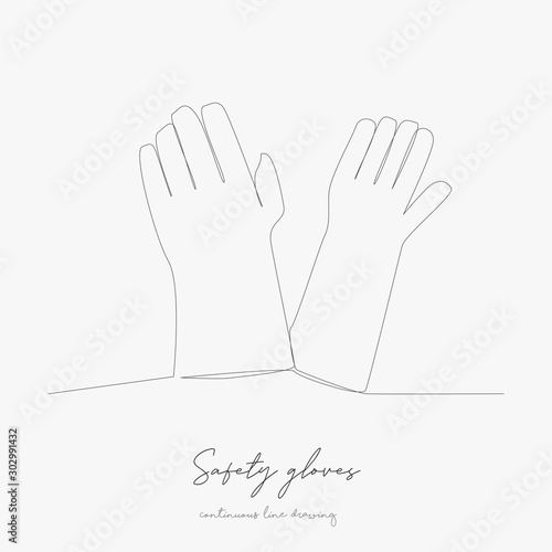 continuous line drawing. safety gloves. simple vector illustration. safety gloves concept hand