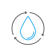 © teracreonte - Símbolo agua reciclada con icono lineal de gota con flechas girando en azul y gris