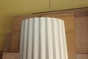 white wood columns 