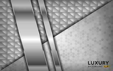 Wall Mural - luxurious premium white abstract background with silver lines. overlap textured layer design.