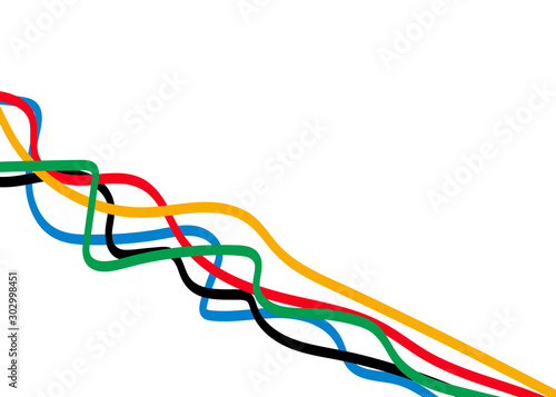 Fotomural Abstract colorful curly line, vector isolated on white background