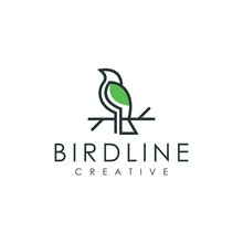 Elegant Bird Shape Logo, Illustration Of Bird Shape With Line Art