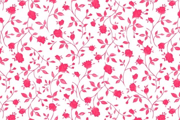 Wall Mural - seamless pattern with pink flowers