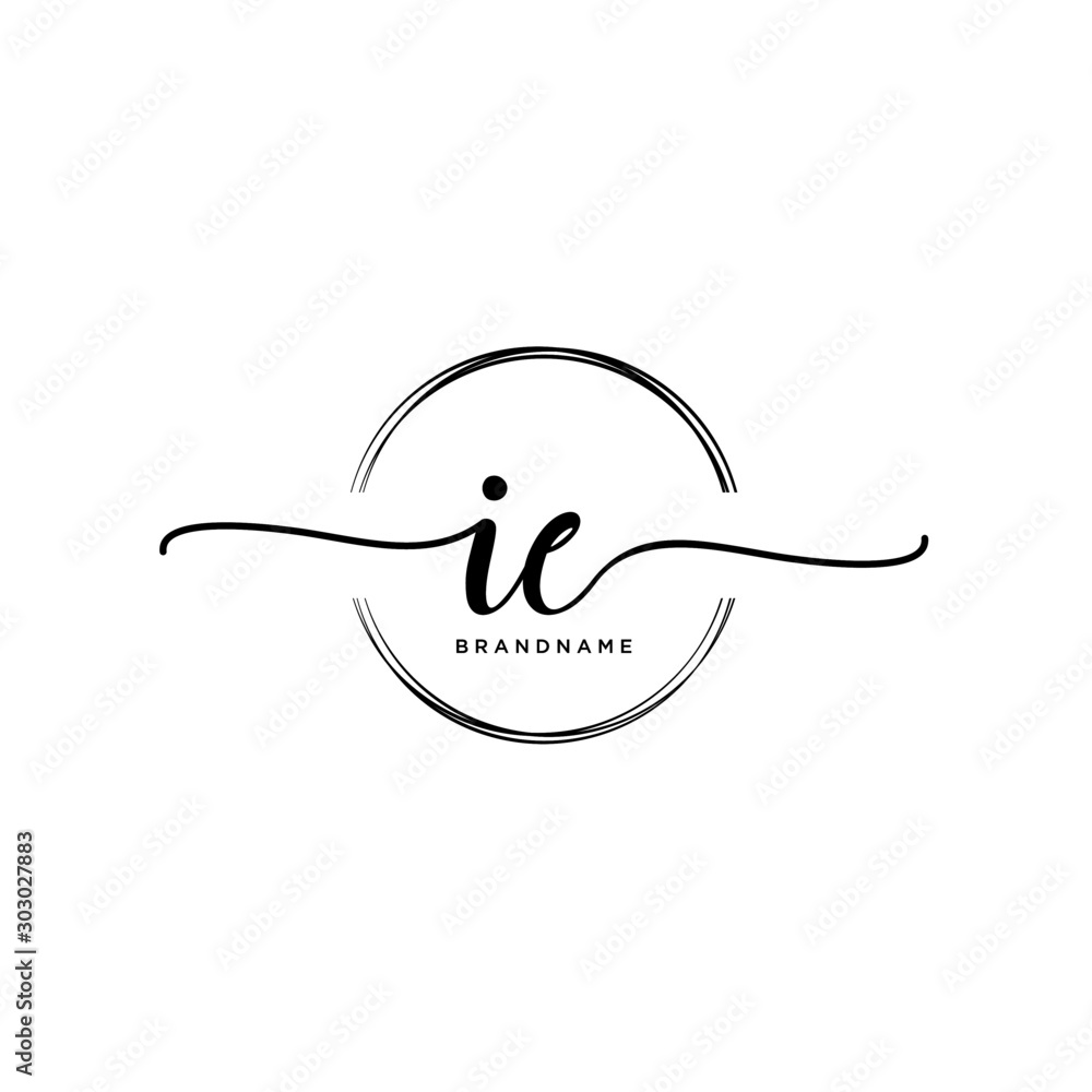 IE Initial handwriting logo with circle template vector. Stock Vector ...