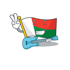 Poster - cartoon on the mascot flag madagascar with guitar