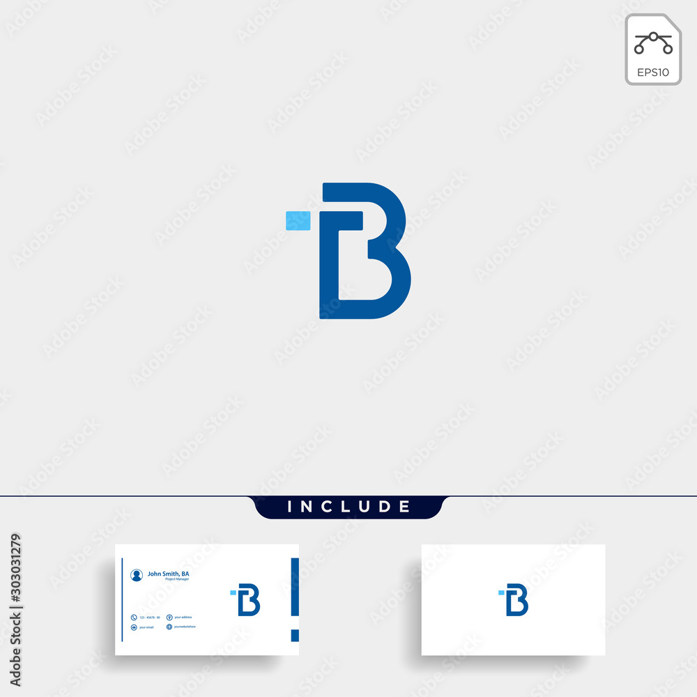 Letter TB BT T B Logo Design Simple Vector Stock Vector | Adobe Stock