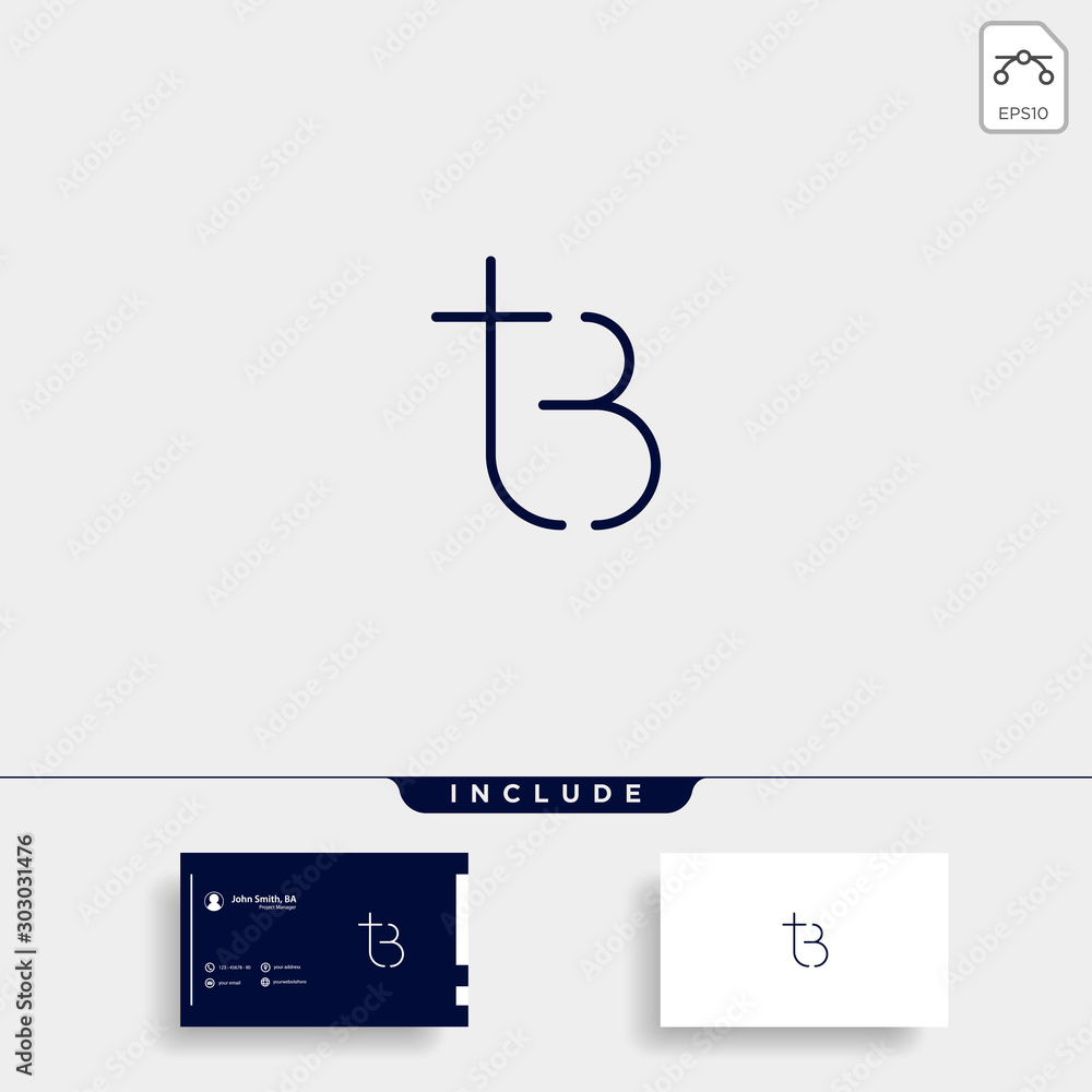 Letter TB BT T B Logo Design Simple Vector Stock Vector | Adobe Stock